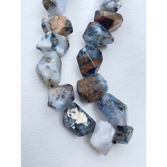 Vintage 14k Gold Agate Bead Necklace Signed GSJ - Picture 4 of 9